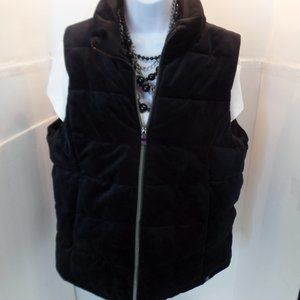 Women's Zeroxposur Comfy Black Velvet Puffer Zip Up Vest Sz XL RN# 117732